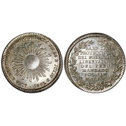 Peru, silver medal, 1821 Independence Proclamation, NGC MS 62, ex-Cotoca Collection.