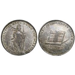 Lima, Peru, silver 8R-sized proclamation medal, 1852, President Echenique / Constitution and Codes,