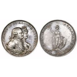 Soria, Spain, silver proclamation medal, Charles IV, 1789.