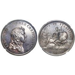 St. Kitts (St. Christopher), silver medal, Louis XIV, Paris mint, dated 1666 (struck ca. 1860), "E:B