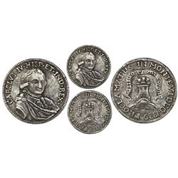 Montevideo, Uruguay, cast silver proclamation medal, Charles IV, 1789.