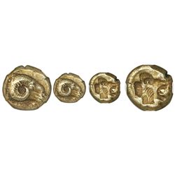 Lesbos, Mytilene, electrum hecte, 521-478 BC, ram head, NGC XF, strike 4/5 surface 3/5.