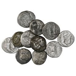 Lot of eleven Moesia, Istros, AR drachms, ca. 400-350 BC.