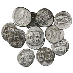 Lot of twelve Moesia, Istros, AR drachms, ca. 400-350 BC.