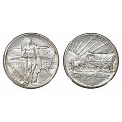 USA (Denver mint), half dollar, 1937-D, Oregon Trail, NGC UNC details / improperly cleaned.