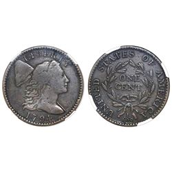 USA (Philadelphia mint), one cent "Flowing Hair," 1794, head of 1795, S-72, NGC F 12 BN.
