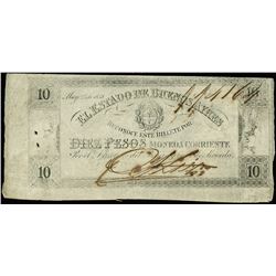 Buenos Aires, Argentina, Provincia de Buenos Aires, 10 pesos, 25-5-1858, serial 114164.