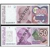 Image 1 : Lot of two Argentina, Banco Central, no date (1985-91), specimen notes: 1,000 and 50 australes.