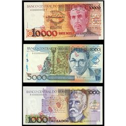 Lot of 23 Brazil, Banco Central, specimen notes, 1986-93