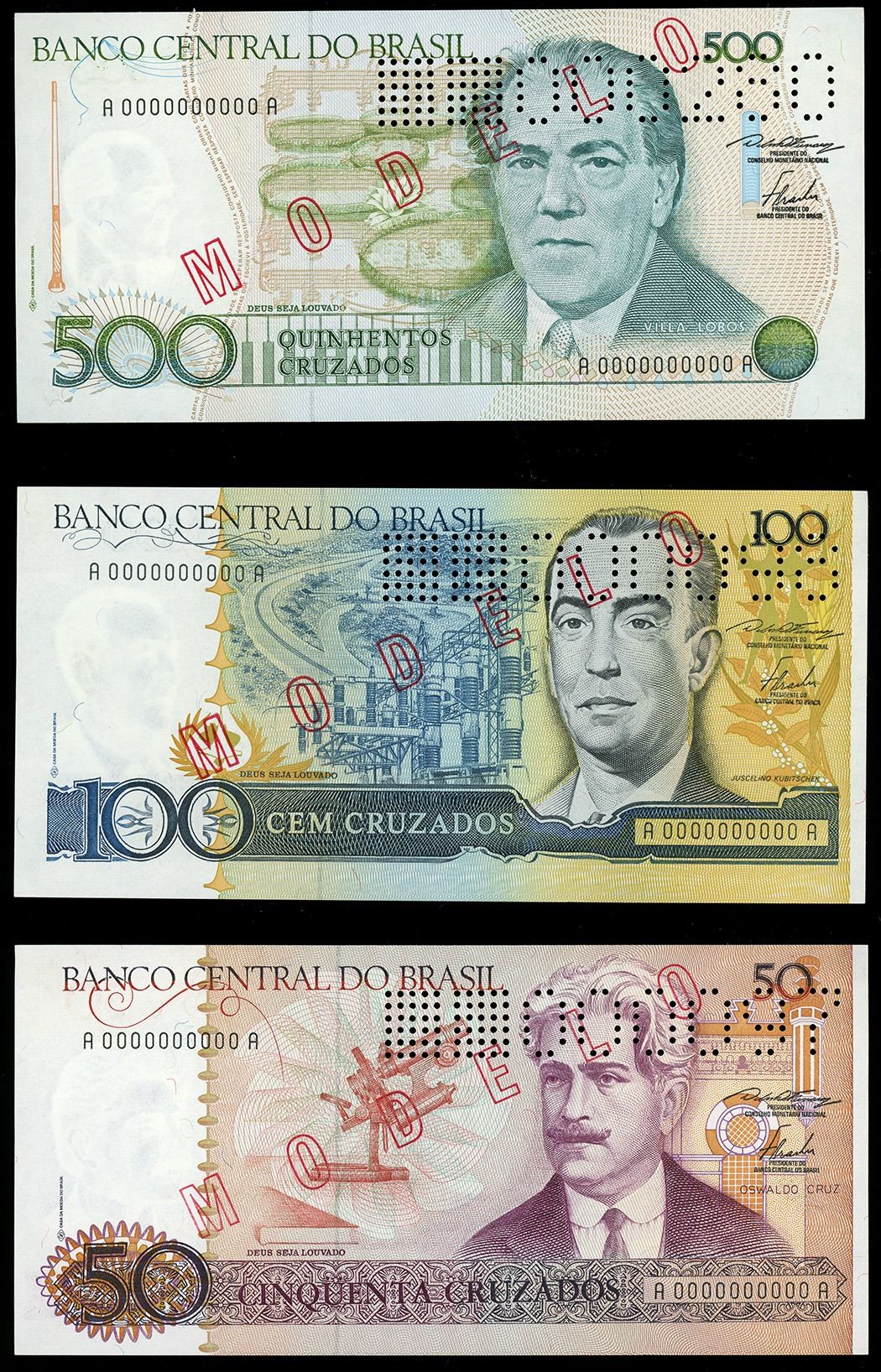 Lot of 23 Brazil, Banco Central, specimen notes, 1986-93 Lot of 23 Brazil, Banco Central, specimen notes, 1986-93