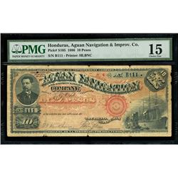 Trujillo, Honduras, Aguan Navigation and Improvement Company, 10 pesos, 25-6-1886, serial B111, PMG