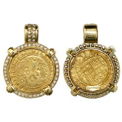 Seville, Spain, double excelente, Ferdinand-Isabel, star at top, S and  four dots at bottom between 