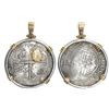 Image 1 : Potosi, Bolivia, cob 8 reales, Philip III, assayer Q, Grade 2, from the Atocha (1622), mounted cross