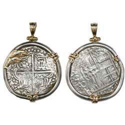 Potosi, Bolivia, cob 8 reales, Philip III, assayer T, Grade 1, from the Atocha (1622), certificate m