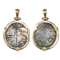 Potosi, Bolivia, cob 2 reales, Philip III, assayer not visible, Grade 1, from the Atocha (1622), tag