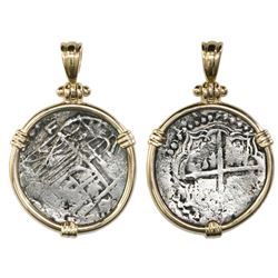 Potosi, Bolivia, cob 2 reales, Philip III, assayer not visible, Grade 1, from the Santa Margarita (1