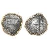 Image 1 : Potosi, Bolivia, cob 8 reales, Philip III, assayer R (curved leg), mounted cross-side out in 14K gol