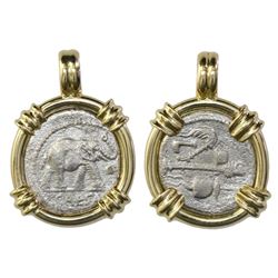 Roman Republic, AR denarius, Julius Caesar, military mint traveling with Caesar, ca. 49 BC, mounted