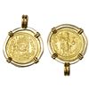 Image 1 : Byzantine Empire, AV solidus, Justin II (565-574 AD), Constantinople mint, mounted in 18K gold bezel