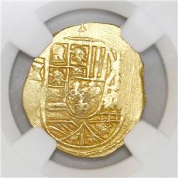 Mexico City, Mexico, cob 2 escudos, Philip V, assayer not visible (oXMJ, style of 1711-13), NGC MS 6