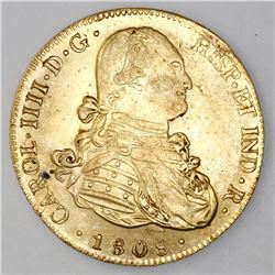 Potosi, Bolivia, cob 8 escudos, Charles IV, 1808PJ.