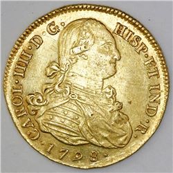 Popayan, Colombia, bust 8 escudos, Charles IV, 1798JF.