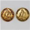 Image 1 : Lot of two Costa Rica 1/2 escudos: 1850JB and 1864JB.