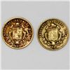Image 2 : Lot of two Costa Rica 1/2 escudos: 1850JB and 1864JB.