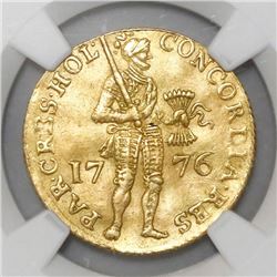 Holland, United Netherlands, ducat, 1776, NGC UNC details / excessive surface hairlines.
