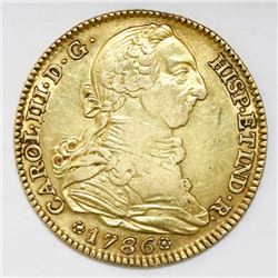 Madrid, Spain, bust 4 escudos, Charles III, 1786DV.