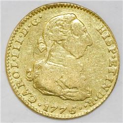 Madrid, Spain, bust 2 escudos, Charles III, 1776PJ.
