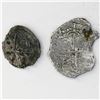 Image 2 : Lot of two Potosi, Bolivia, cob 2 reales, Philip II and III, assayers B and T, Grade 2, certificates