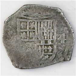 Mexico City, Mexico, cob 4 reales, Philip IV, assayer not visible.