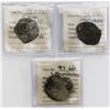 Image 1 : Lot of three Potosi, Bolivia, cobs (one 4R and two 2R), Philip IV, assayer TR or not visible.