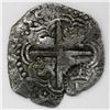 Image 2 : Potosi, Bolivia, cob 8 reales, 1650O, with crowned-L countermark on cross.