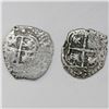Image 1 : Lot of two Potosi, Bolivia, cob 1R, 1652E (post-transitional) and 1653E.
