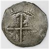Image 2 : Potosi, Bolivia, cob 8 reales, (165)1E, with crowned-dot-F-dot countermark on shield.