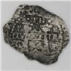 Image 2 : Potosi, Bolivia, cob 2 reales, 1654E, dot-PH-dot at top.