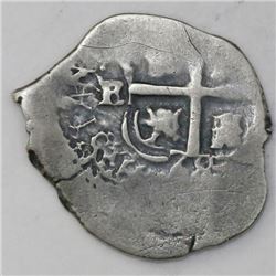 Potosi, Bolivia, cob 1 real, 1668E, assayer to left of cross (rare).