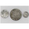 Image 2 : Lot of three coins: Mexico bust 8R 1783FF; Lima bust 2R 1777MJ; and Mexico pillar 1R 1769M.
