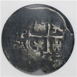 Potosi, Bolivia, cob 2 reales, 1666E, NGC Genuine / Piedmont.