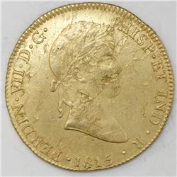 Lima, Peru, gold bust 8 escudos, Ferdinand VII, 1815JP, rare provenance.