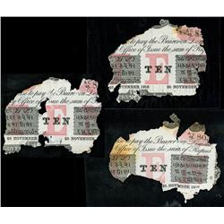 Lot of three Calcutta, British India, 10 rupees notes, 25-1-1916, series AC 48, serials not visible.