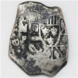 Mexico City, Mexico, cob 8 reales, Philip V, assayer F, with chopmarks and five-petal flower counter