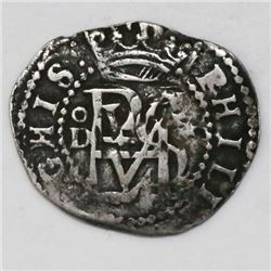 Lima, Peru, cob 1/2 real, Philip II, assayer Diego de la Torre, oD to left, * to right of monogram,
