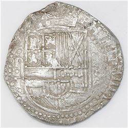 Potosi, Bolivia, cob 8 reales, 1629T, denomination dot-8-dot, fine-dot borders.