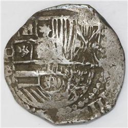 Potosi, Bolivia, cob 4 reales, Philip III, assayer B (5th period), rare.