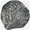 Image 2 : Potosi, Bolivia, cob 8 reales, 1652E post-transitional (Transitional Type VIII/B), 1-PH-6 at top.