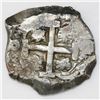 Image 1 : Potosi, Bolivia, cob 8 reales, 1752q, mintmark and assayer transposed in pillars (rare).