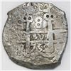 Image 2 : Potosi, Bolivia, cob 8 reales, 1752q, mintmark and assayer transposed in pillars (rare).